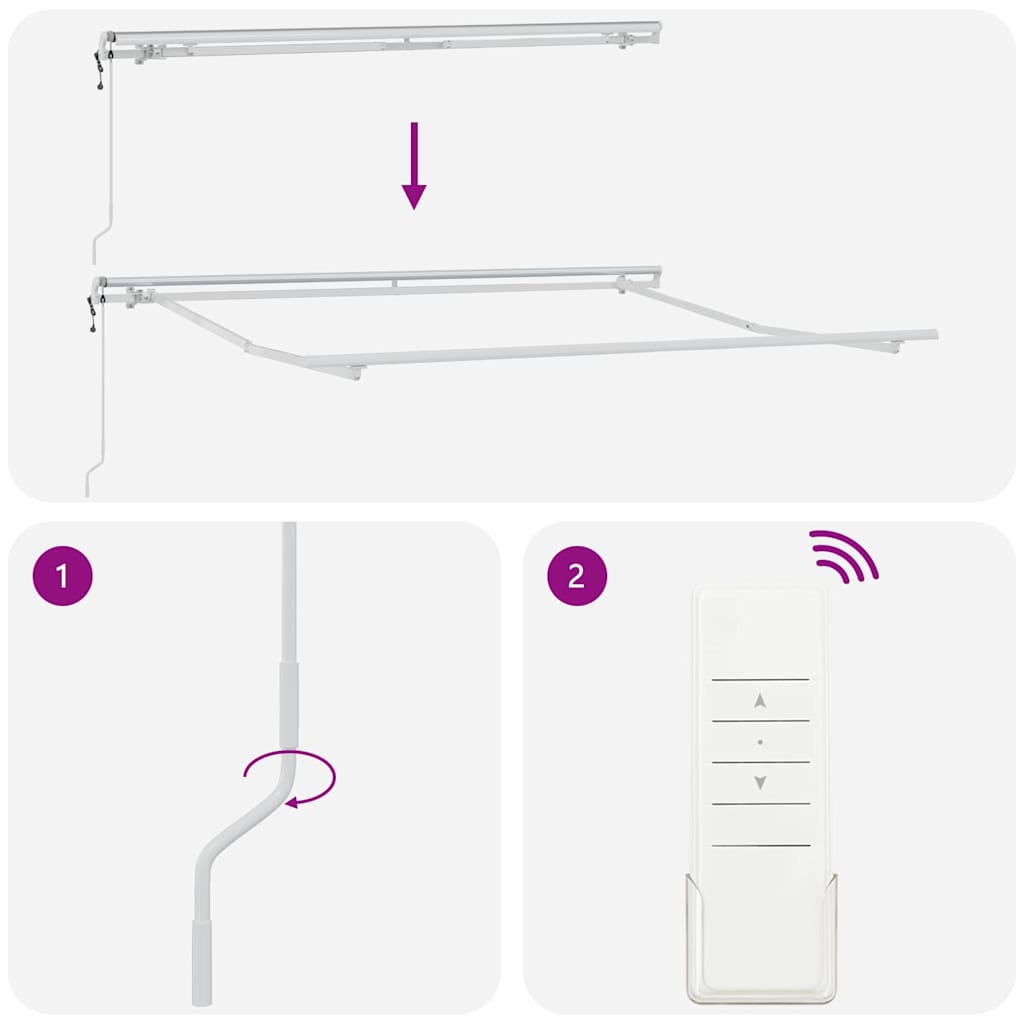 Markise Manuell Weiß 3,5 x 2,5 m Metall
